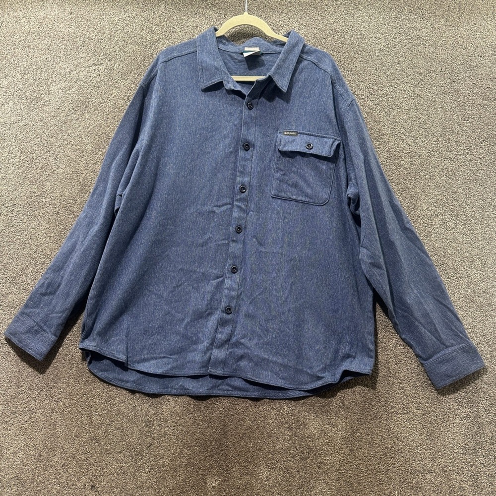 Columbia Button Up Shirt Mens XXL‎ Blue Ridgeland Flannel Midweight XM0495